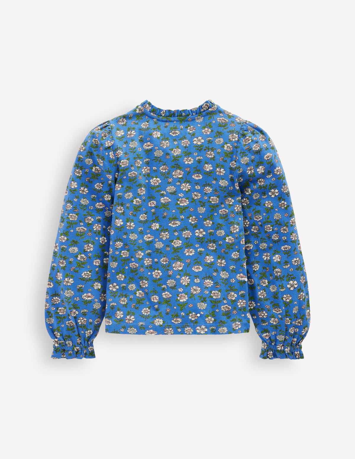 Gesmokte Jerseybluse-Delftblau Gartenblume - Image 5