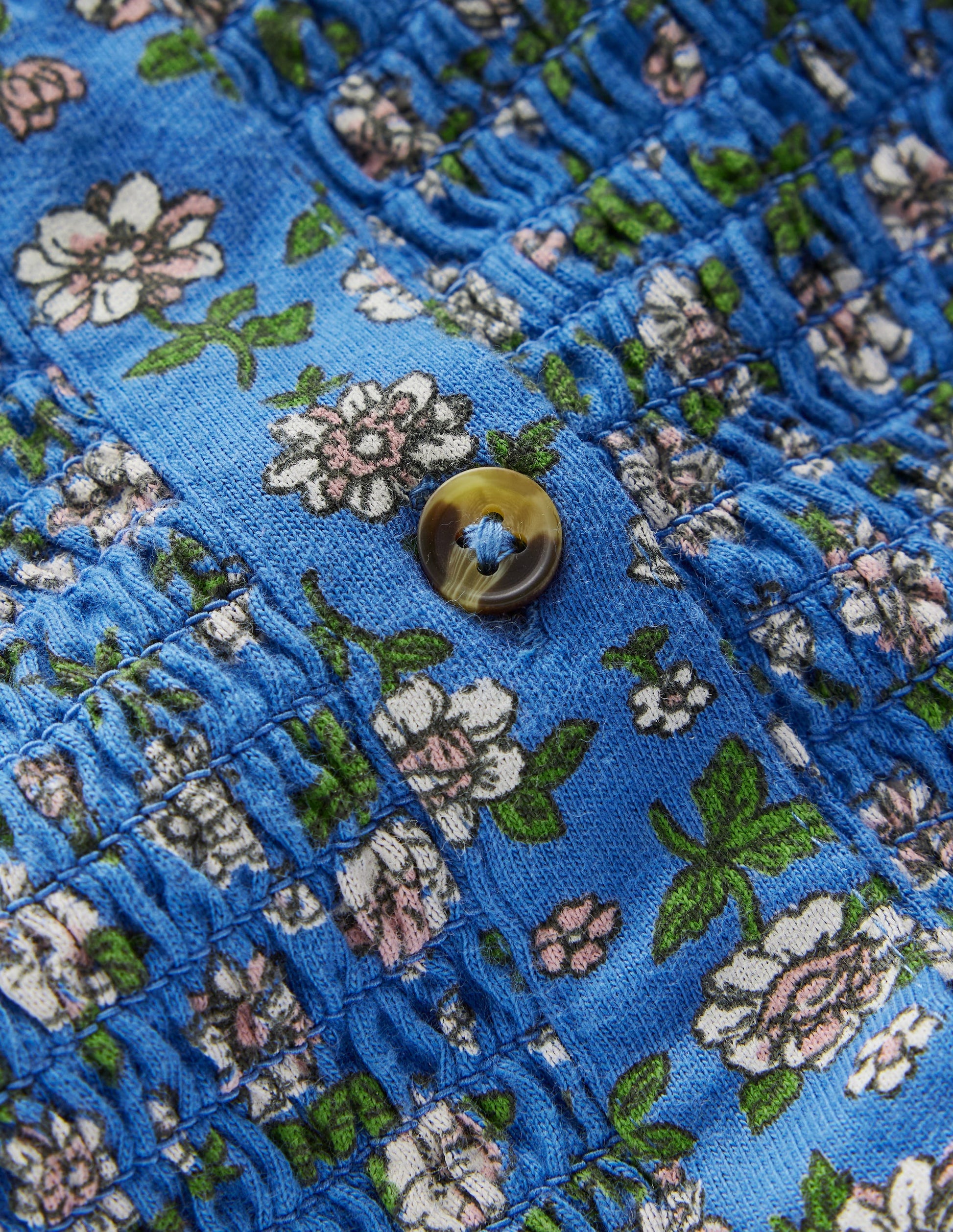 Gesmokte Jerseybluse-Delftblau Gartenblume-6