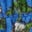 Gesmokte Jerseybluse-Delftblau Gartenblume