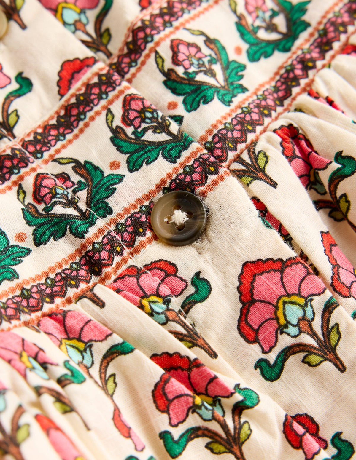 Remy Button Through Dress-Woodblock Print-3