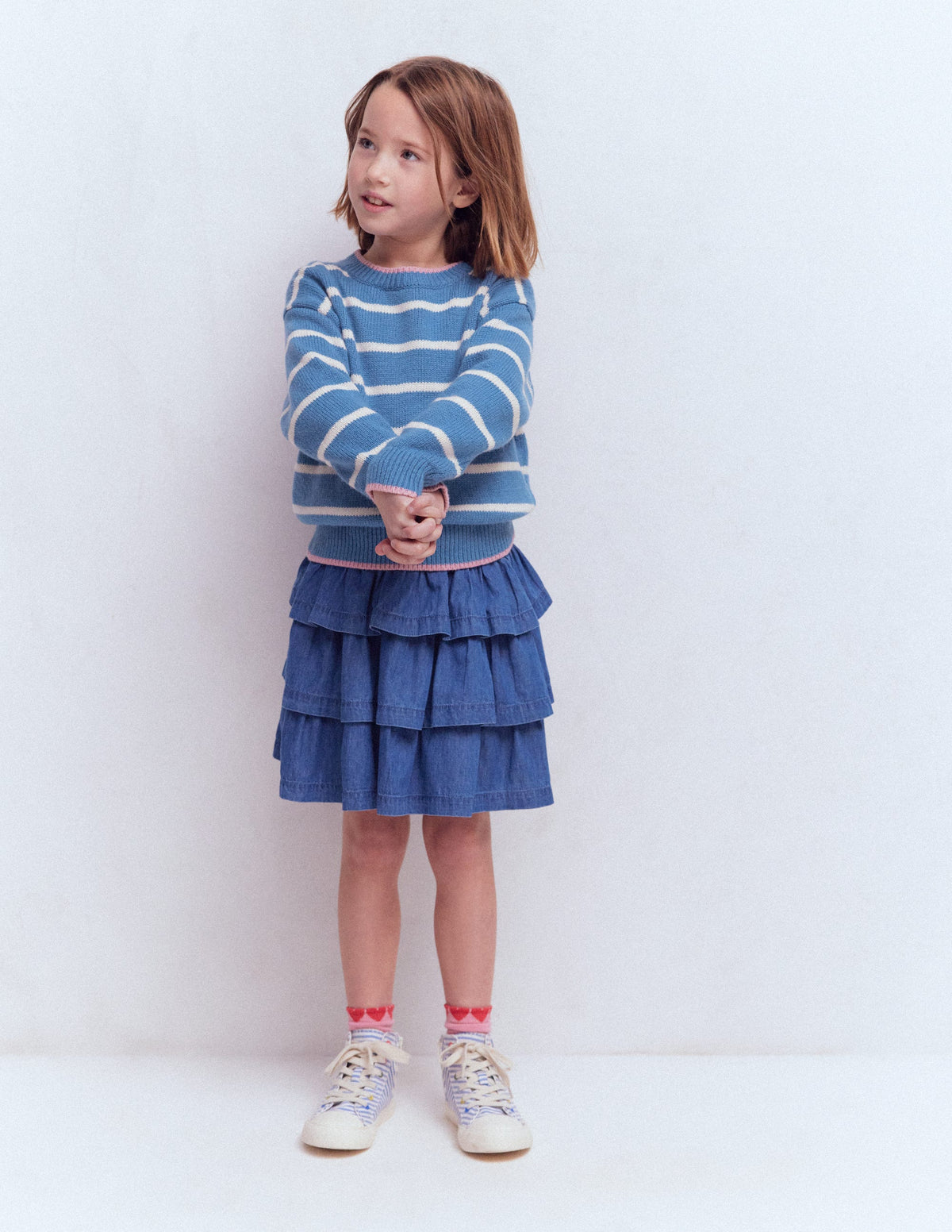 Pullover mit überschnittener Schulter-Silbersee Blau/Beige Meliert - Image 1
