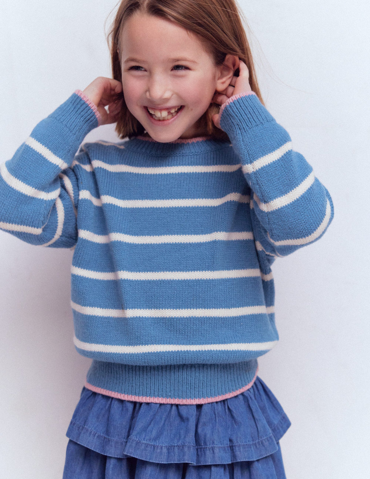 Pullover mit überschnittener Schulter-Silbersee Blau/Beige Meliert-2