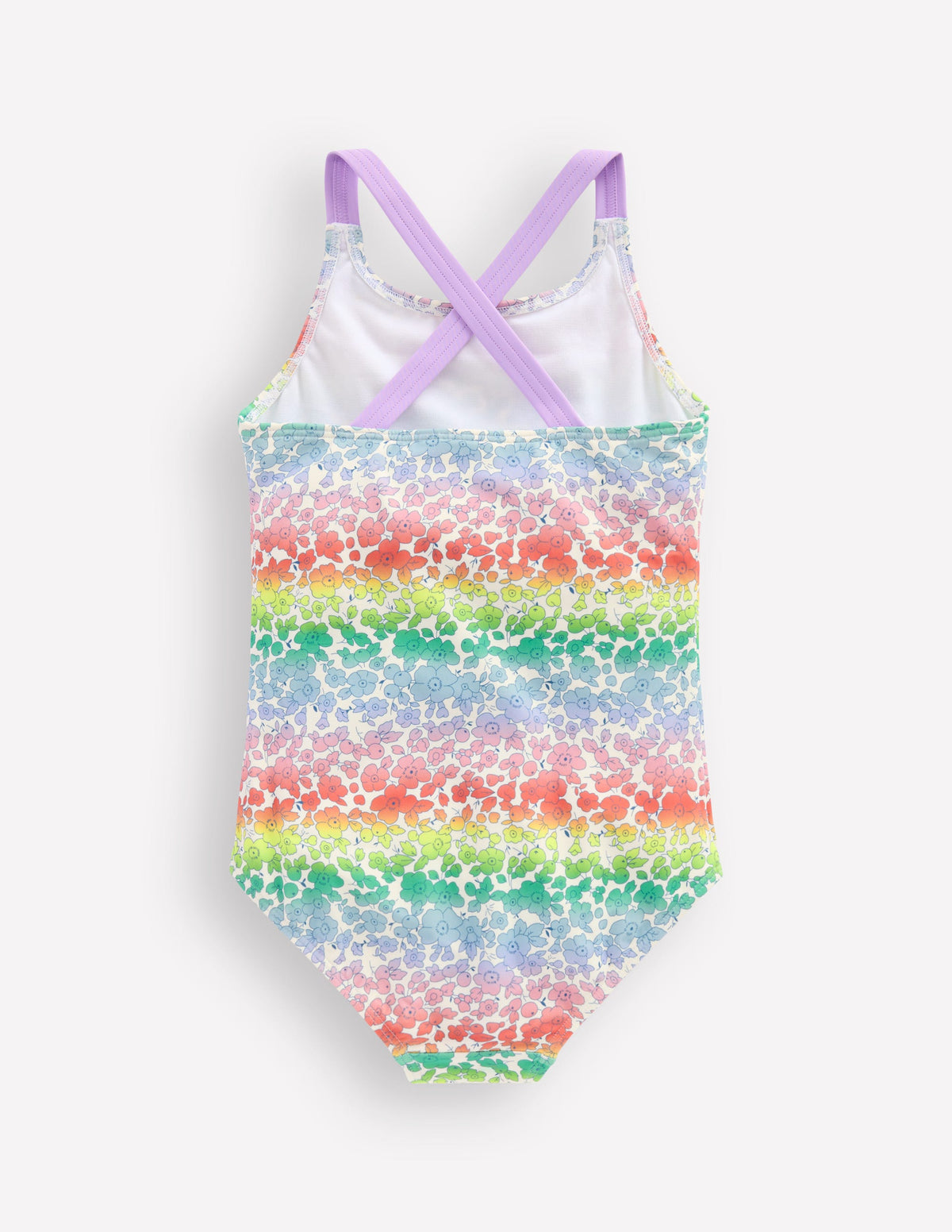 Bedruckter Badeanzug mit gekreuzten Trägern-Regenbogen-Ombré Blumenbeet - Image 2