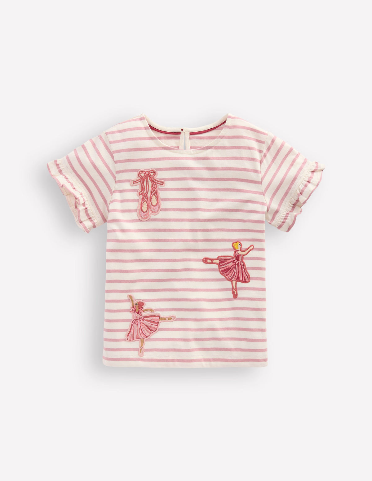 Hübsches T-Shirt mit Rüschen-Rosa Streifen Balletttänzerinnen - Image 1