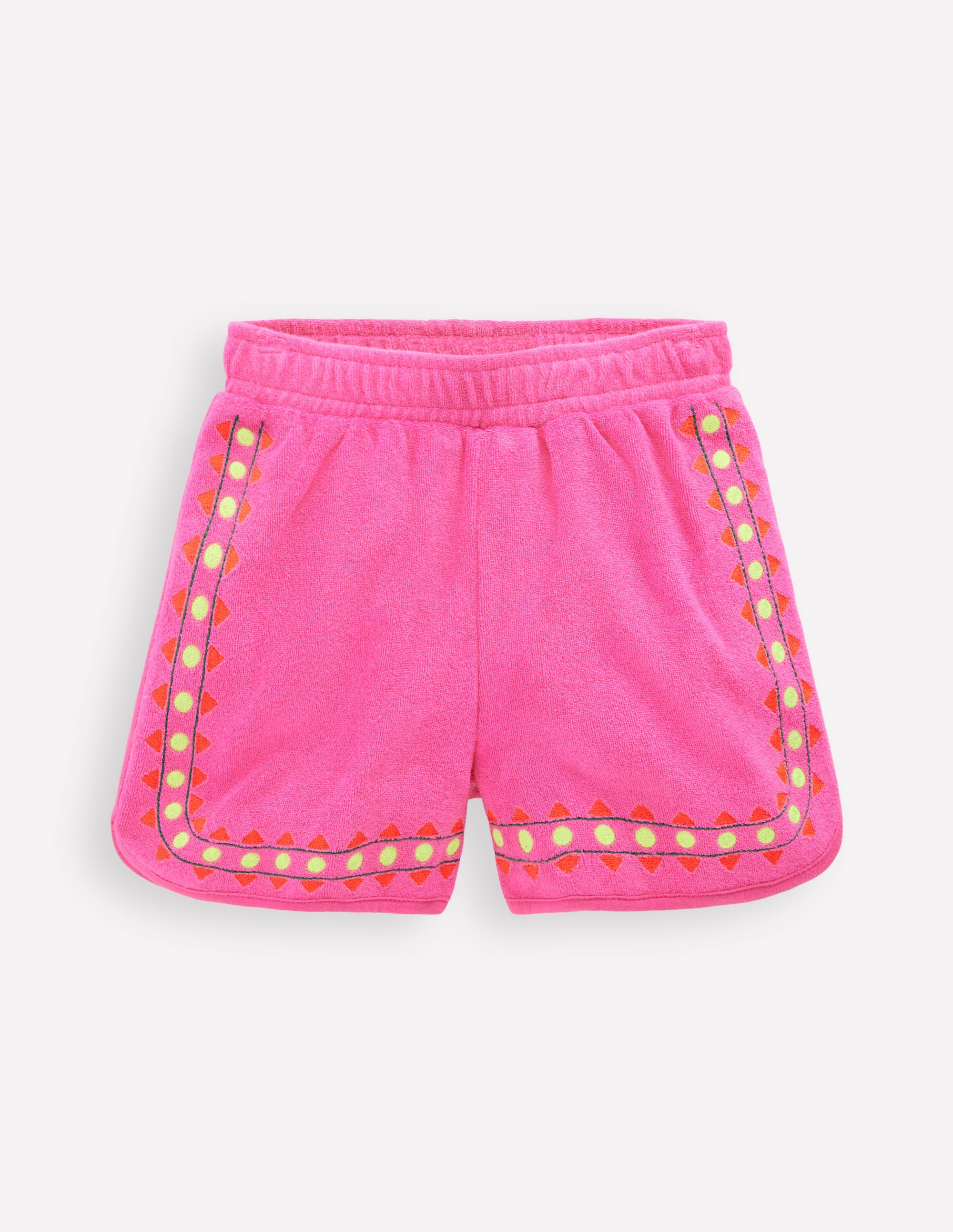 Towelling Embroidered Shorts-Sorbet Pink Embroidery - Image 3