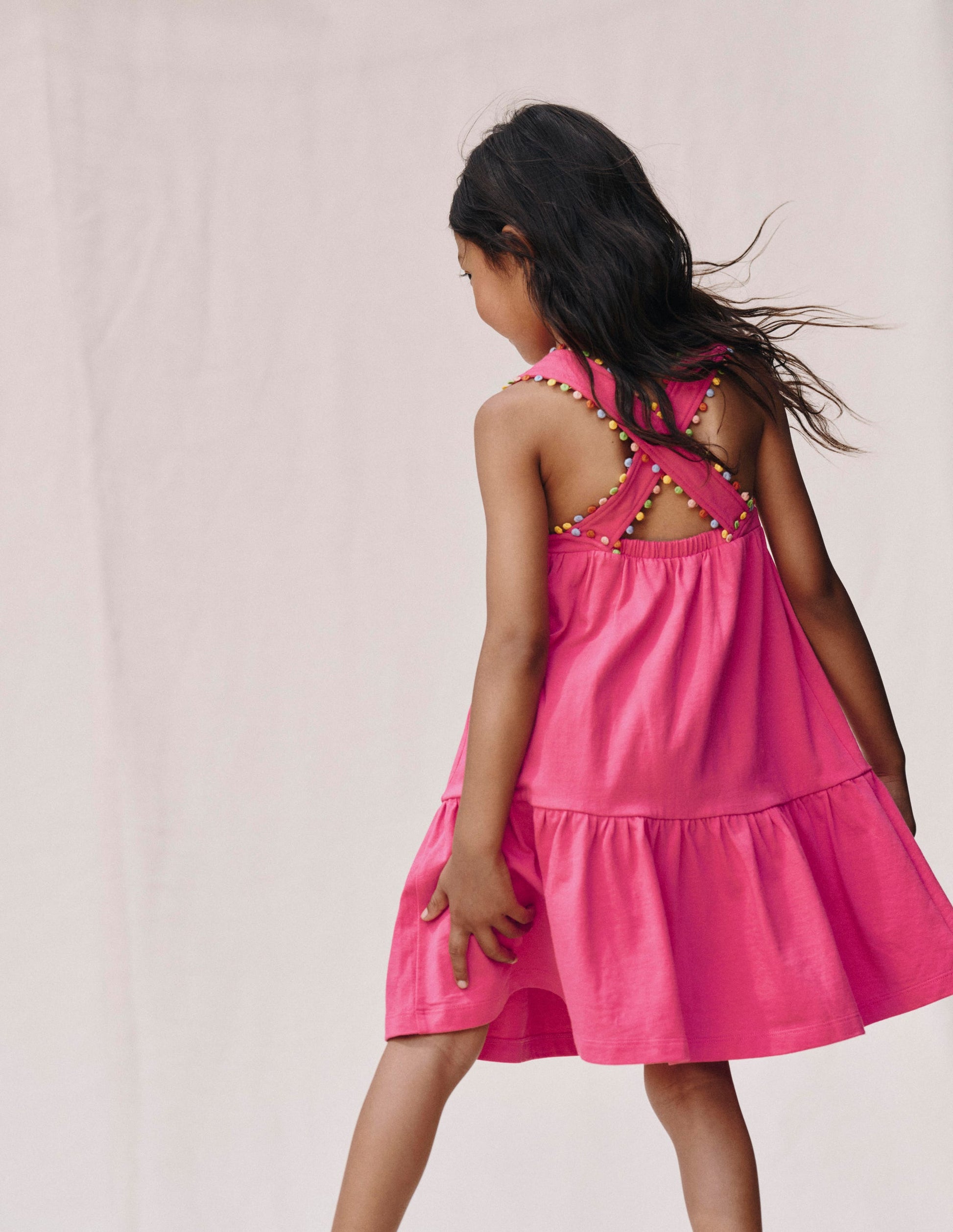 Jersey-Kleid mit gekreuzten Rückenträgern-Flamingorosa-4