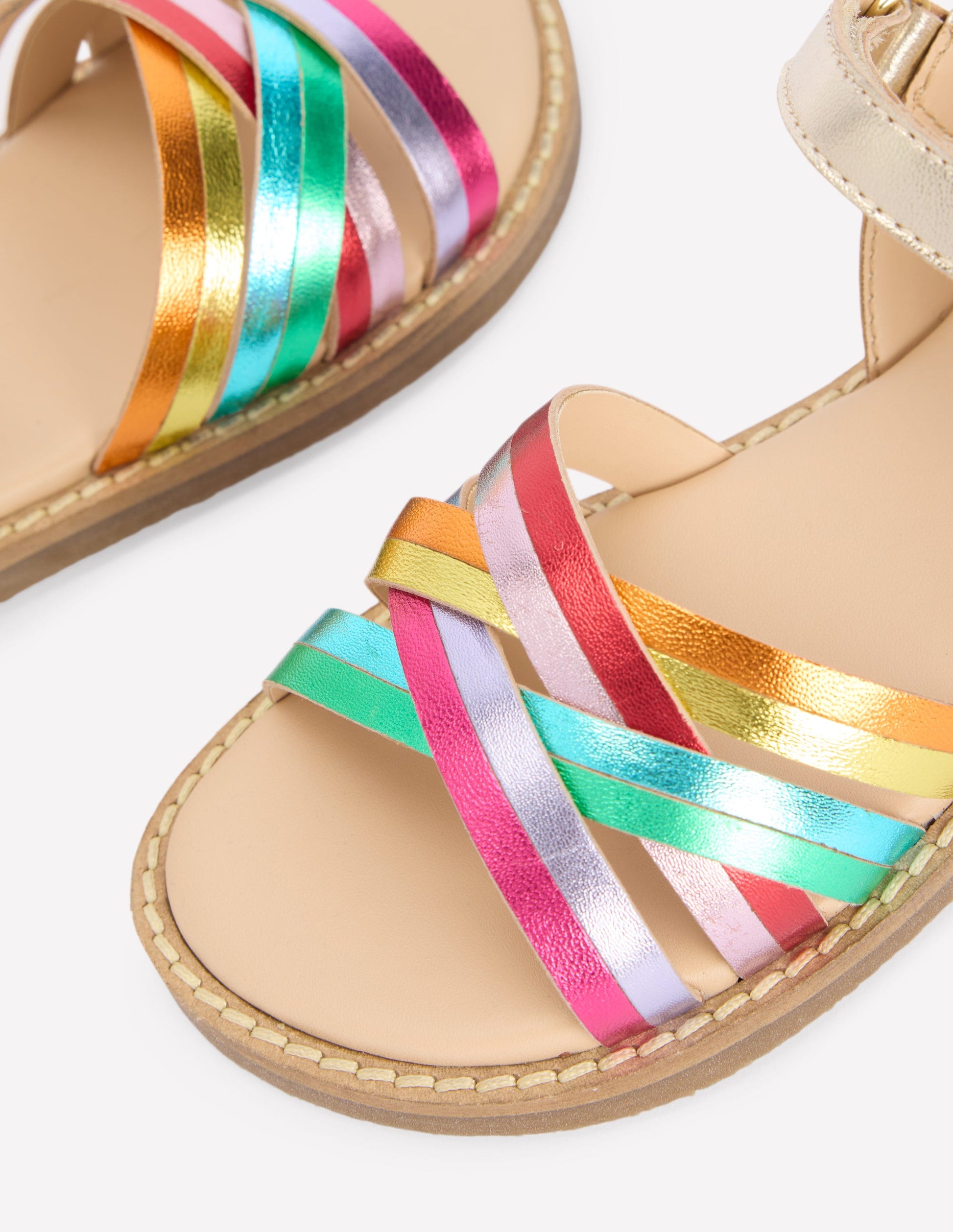 Ledersandalen mit überkreuzten Riemchen-Regenbogen-Metallic-3