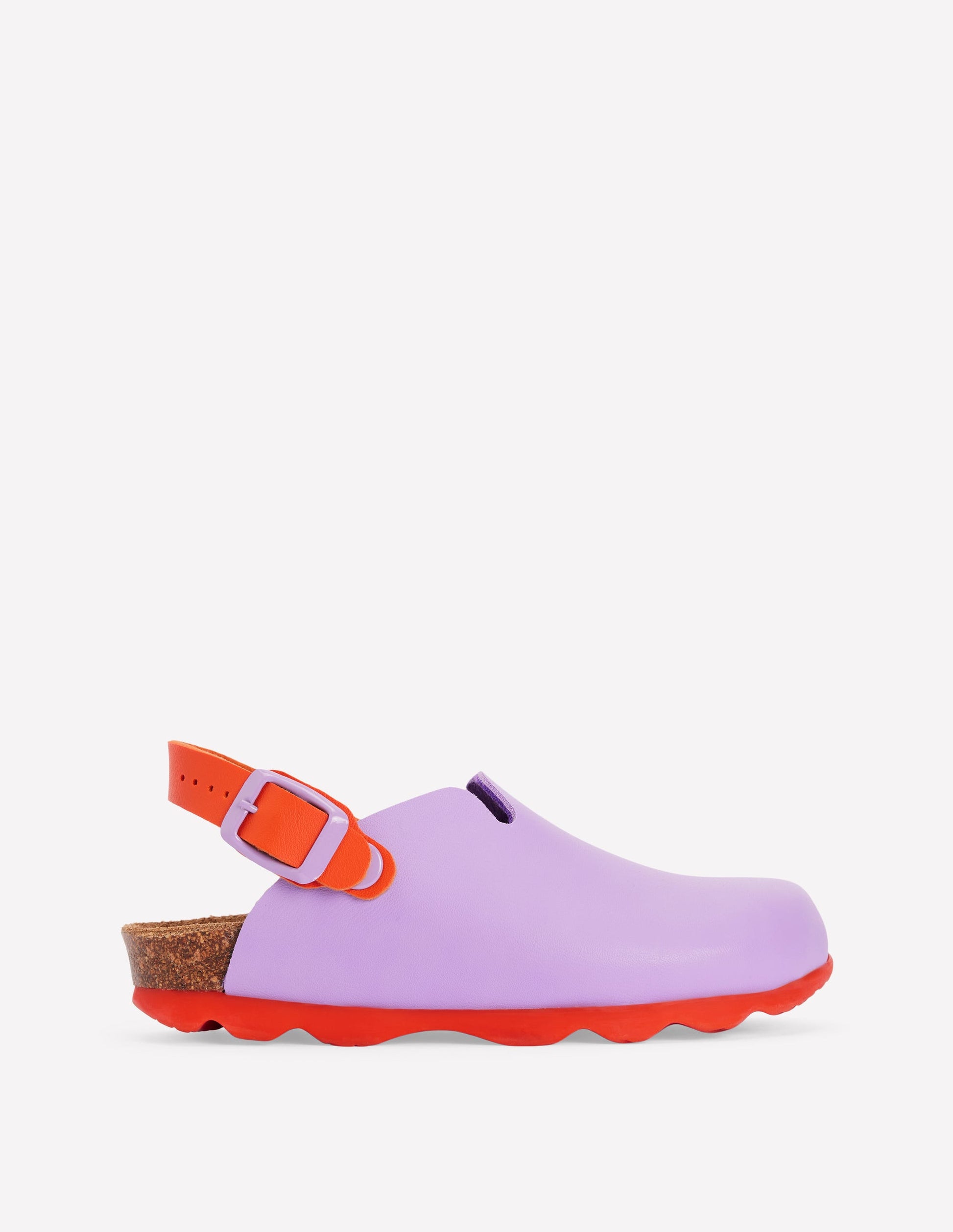 Clogs in Blockfarben-VIOLETTE TULPE/ LEUCHTENDES KORALLENROT-1