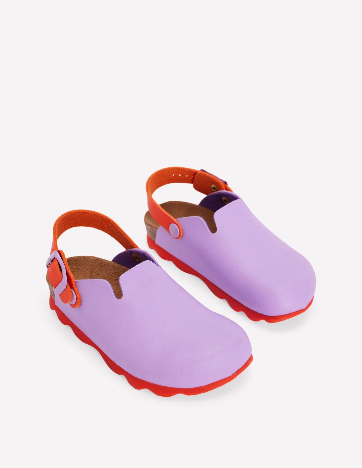 Clogs in Blockfarben-VIOLETTE TULPE/ LEUCHTENDES KORALLENROT-2