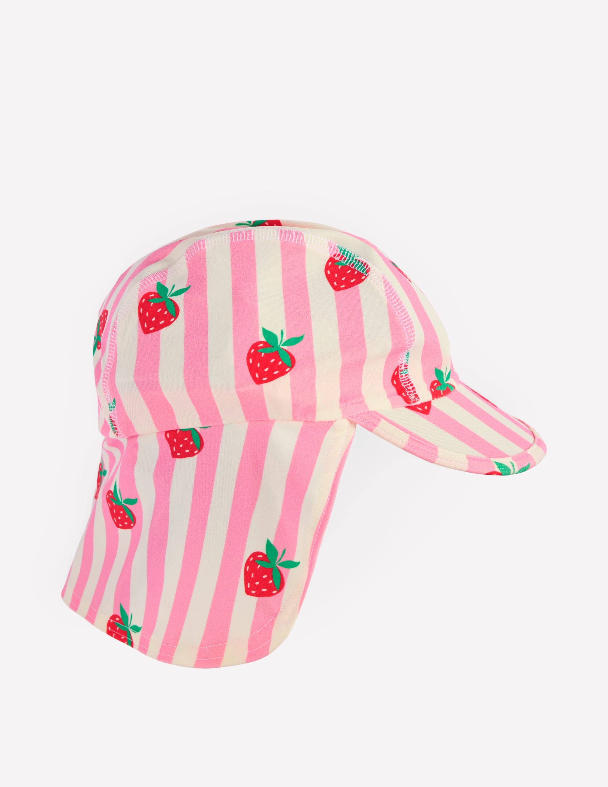 Origineller Sonnenschutzhut für Mädchen-Rosa Erdbeermuster Streifen - Image 1