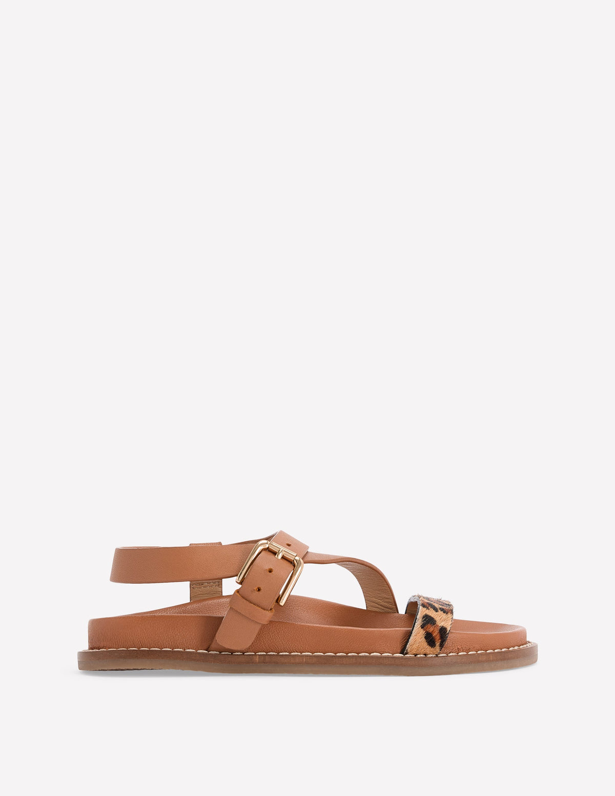 Asymmetric Cross Strap Sandals-Tan-1