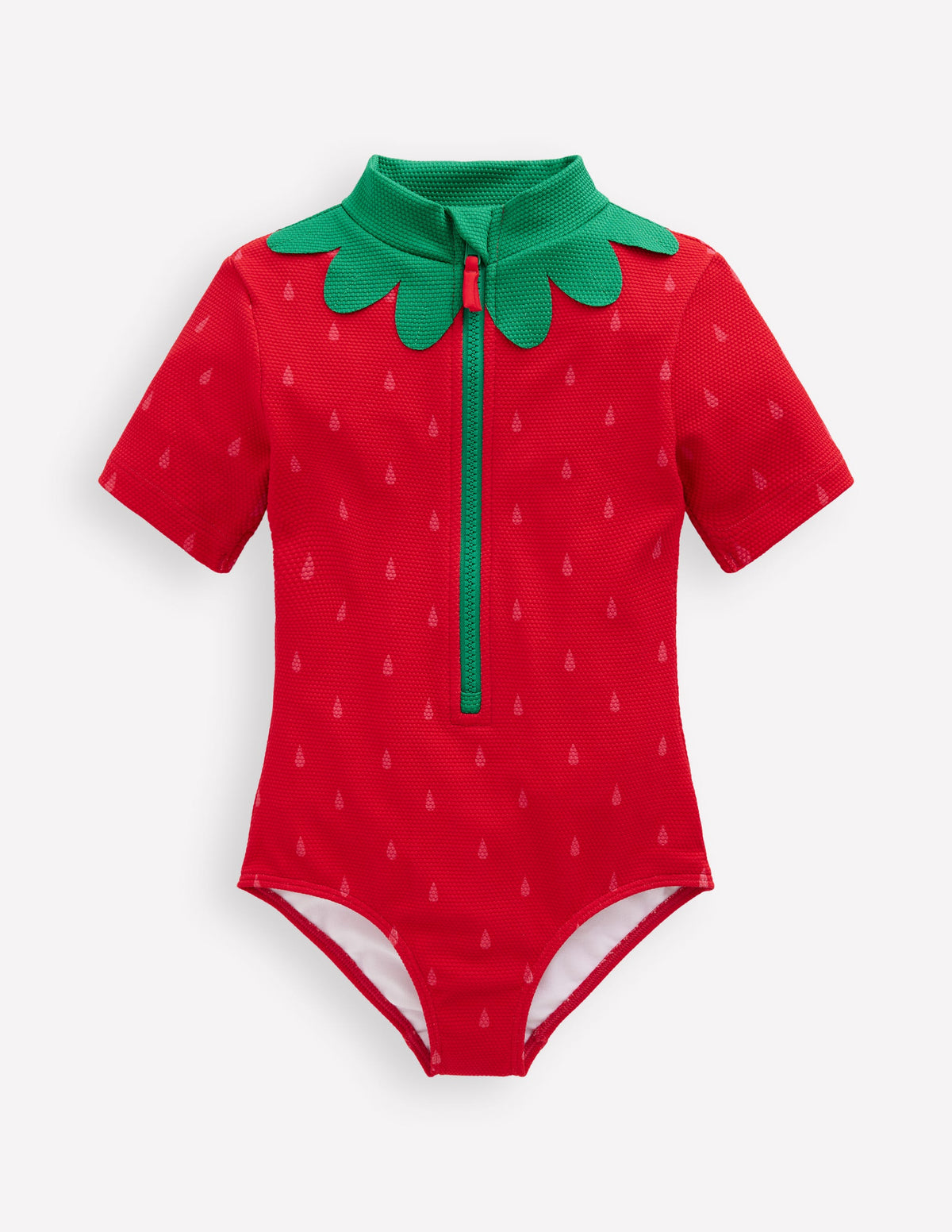 Maillot de bain à manches courtes-Fraise rose pop - Image 1
