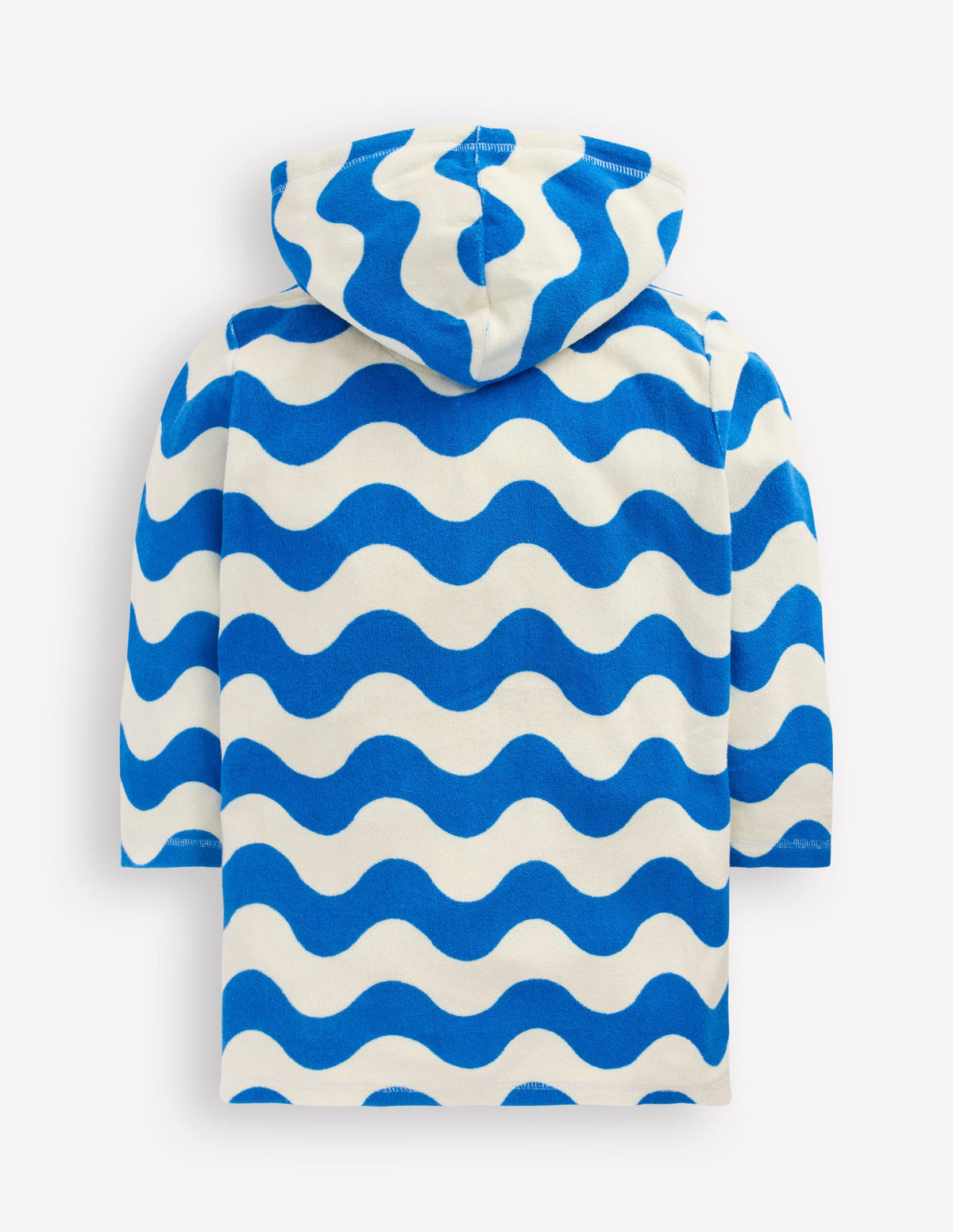Romie Frottee-Badeponcho mit Reißverschluss-Blau und Naturweiß Wellen - Image 3