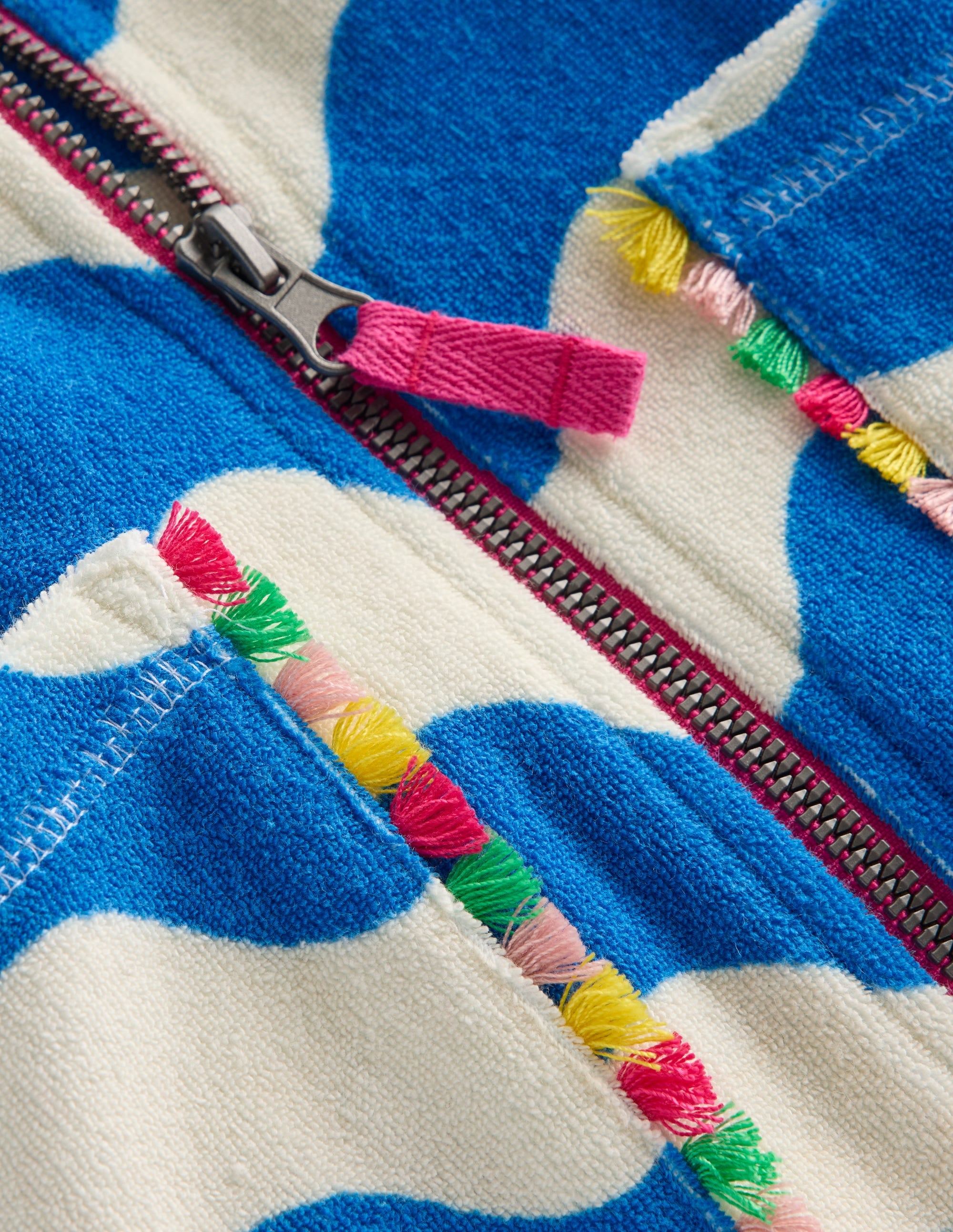 Romie Frottee-Badeponcho mit Reißverschluss-Blau und Naturweiß Wellen - Image 4