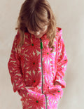 Romie Towelling Zip Throw-On-Festival Pink Giant Daisy