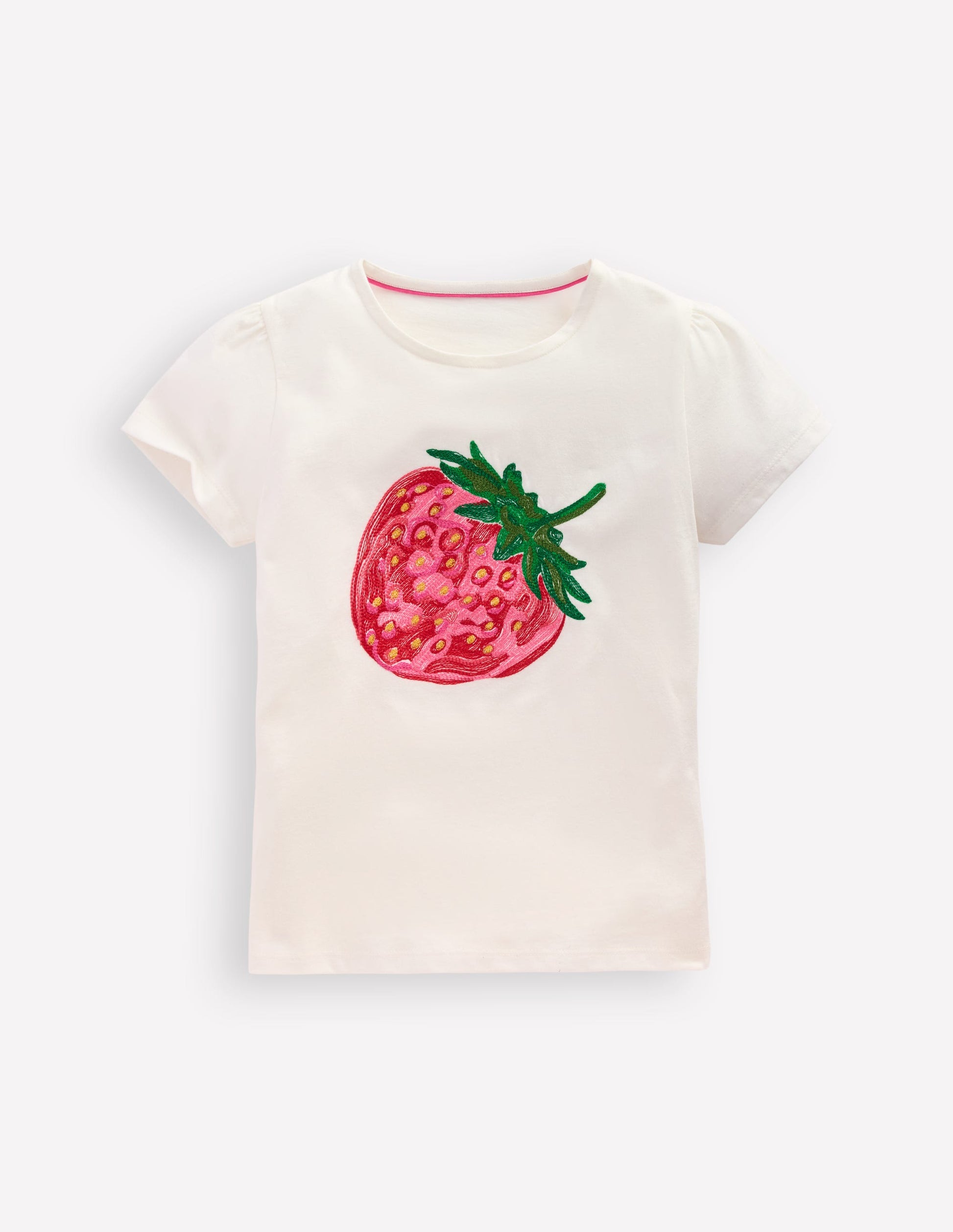 Puff Sleeve Superstitch Top-Coconut Milk Strawberry-1