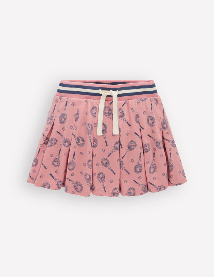 Jupe-short plissée en jersey-Tennis rose