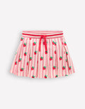 Plissierter Jersey-Skort-Rosa Streifen Erdbeeren