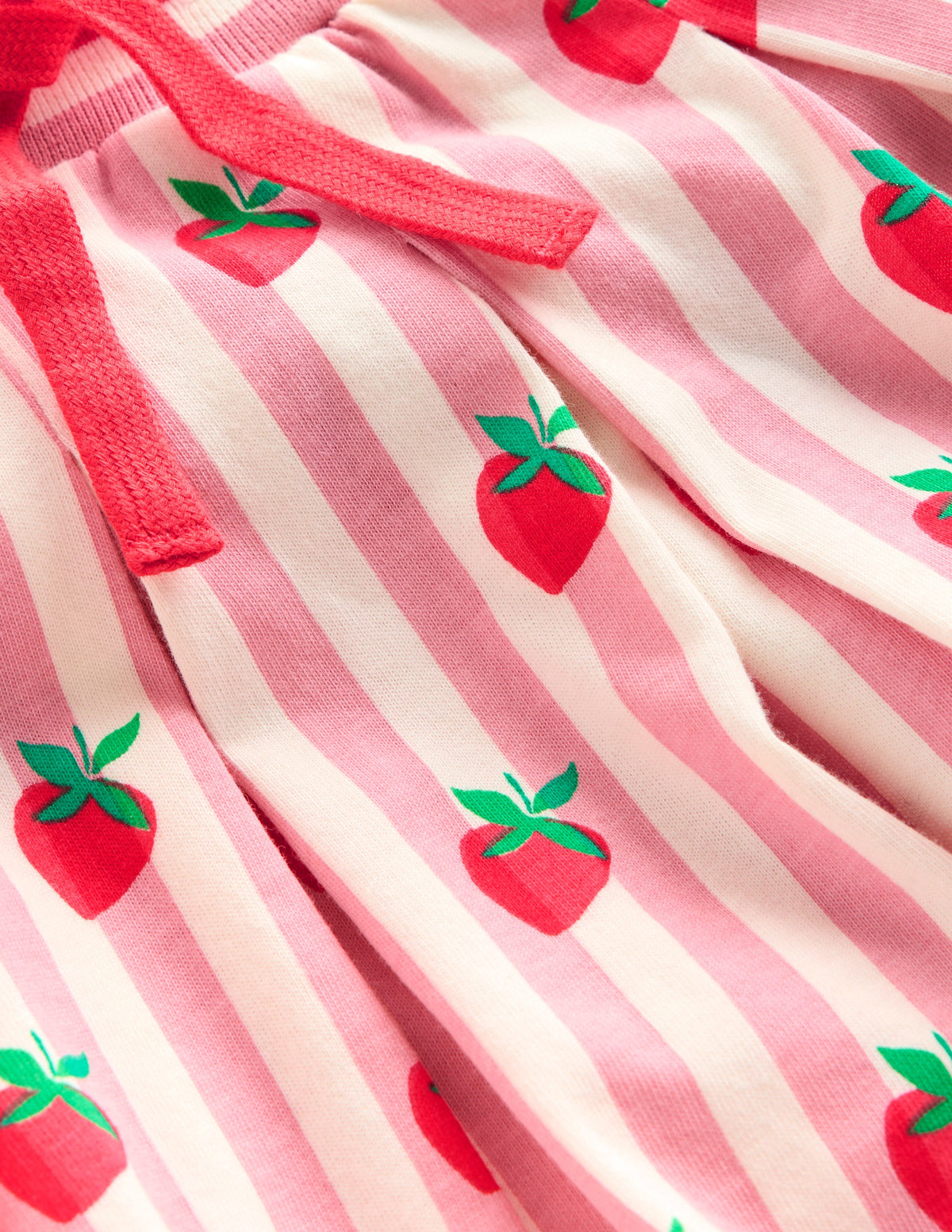 Plissierter Jersey-Skort-Rosa Streifen Erdbeeren-3