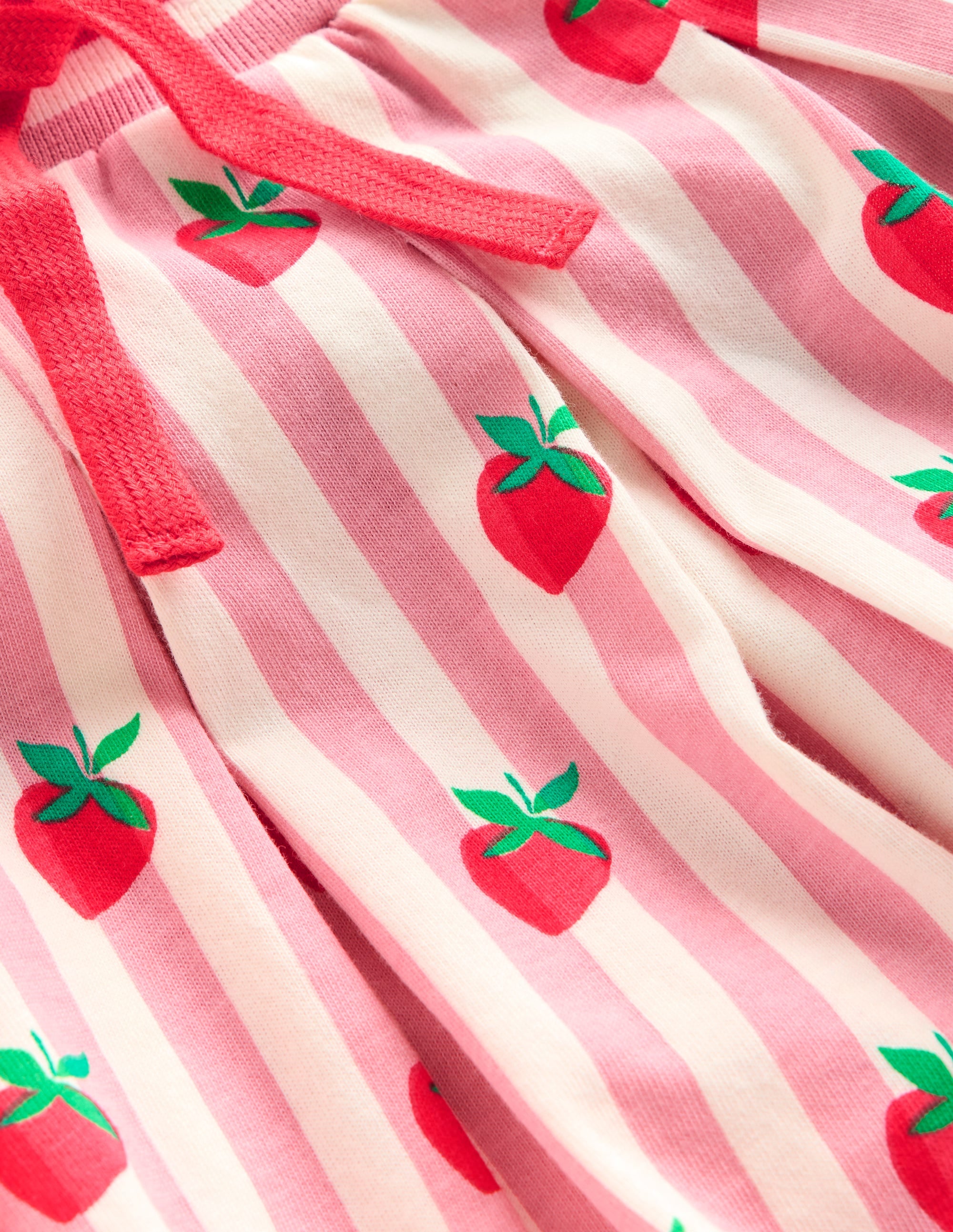 Plissierter Jersey-Skort-Rosa Streifen Erdbeeren - Image 3