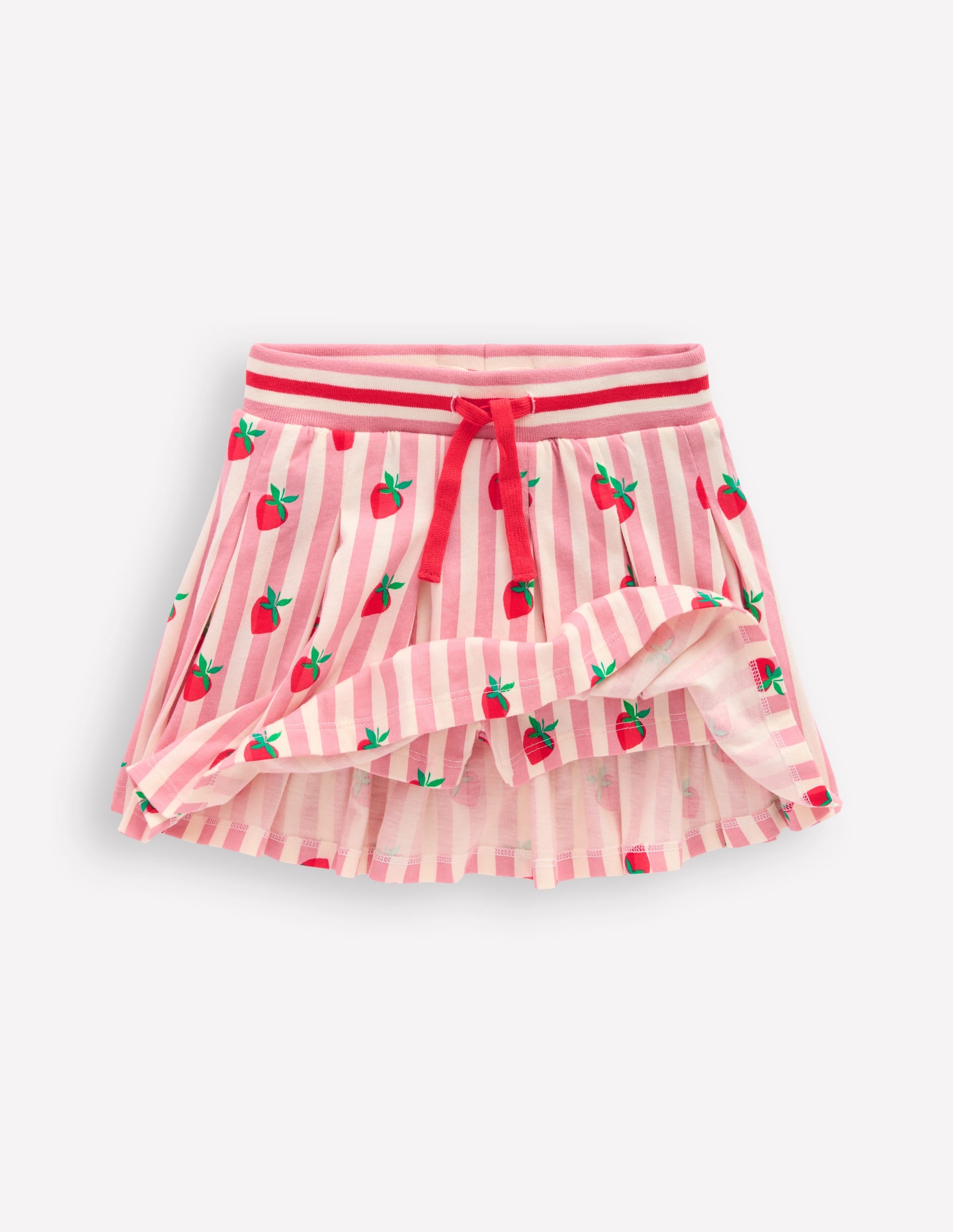 Plissierter Jersey-Skort-Rosa Streifen Erdbeeren - Image 4