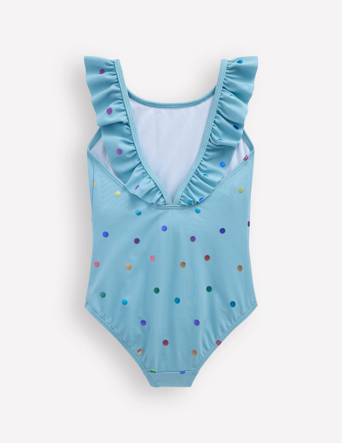 Maillot de bain Hallie à bretelles volantées-Pois multi métallisés bleu aérien-2