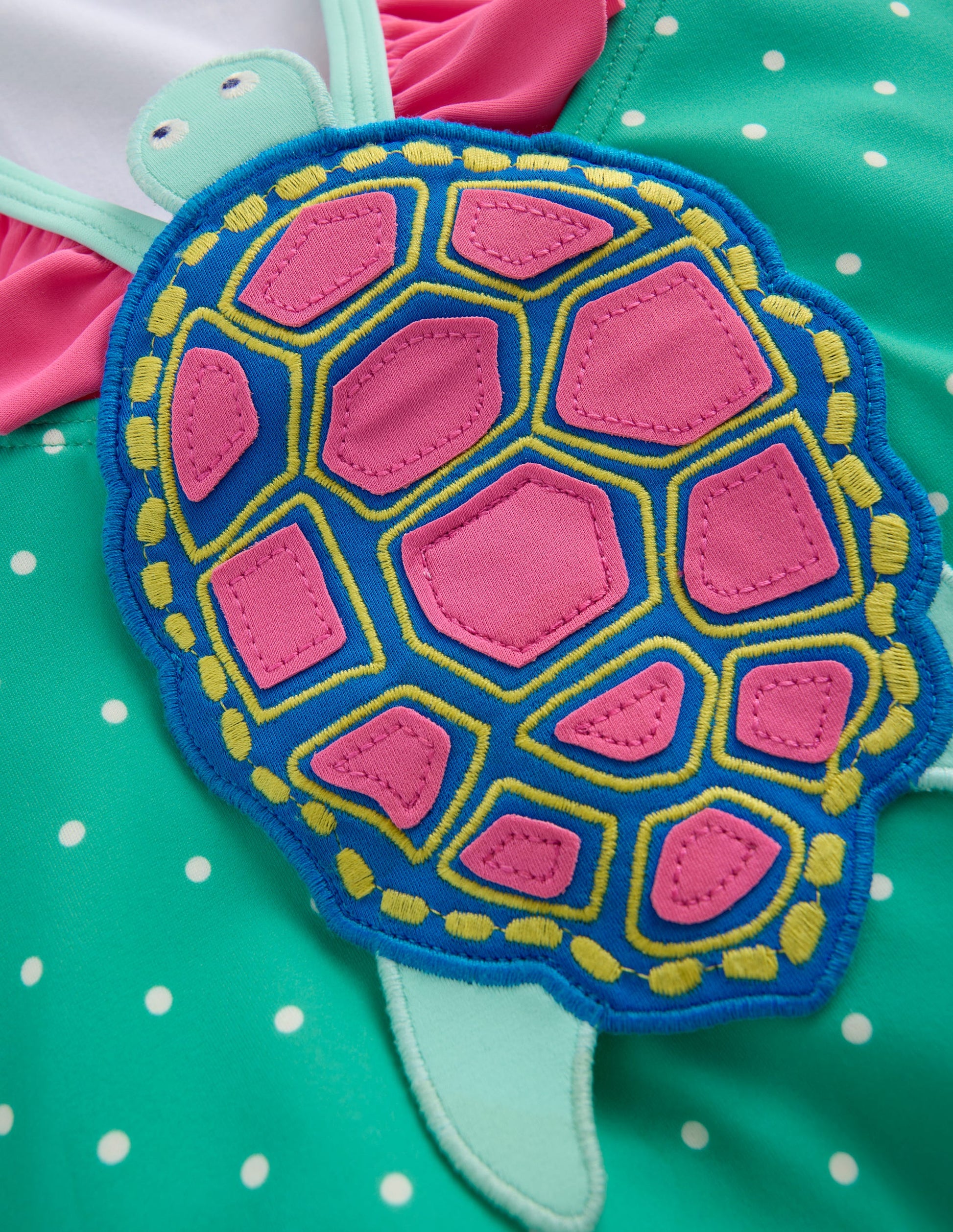 Hallie Badeanzug mit Rüschenträgern-Aqua Meerblau Schildkröte-3