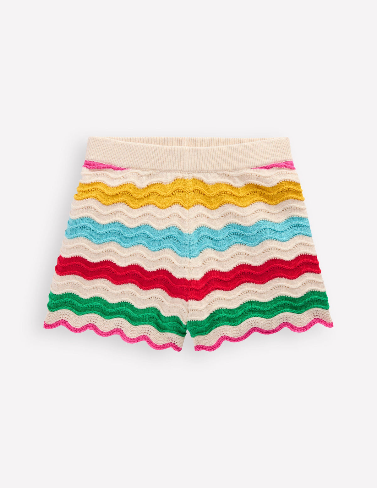 Strick-Shorts-Naturweiß Bunt Regenbogen-1