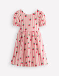 Ballerina-Jerseykleid-Mandelrosa Erdbeere Streifen