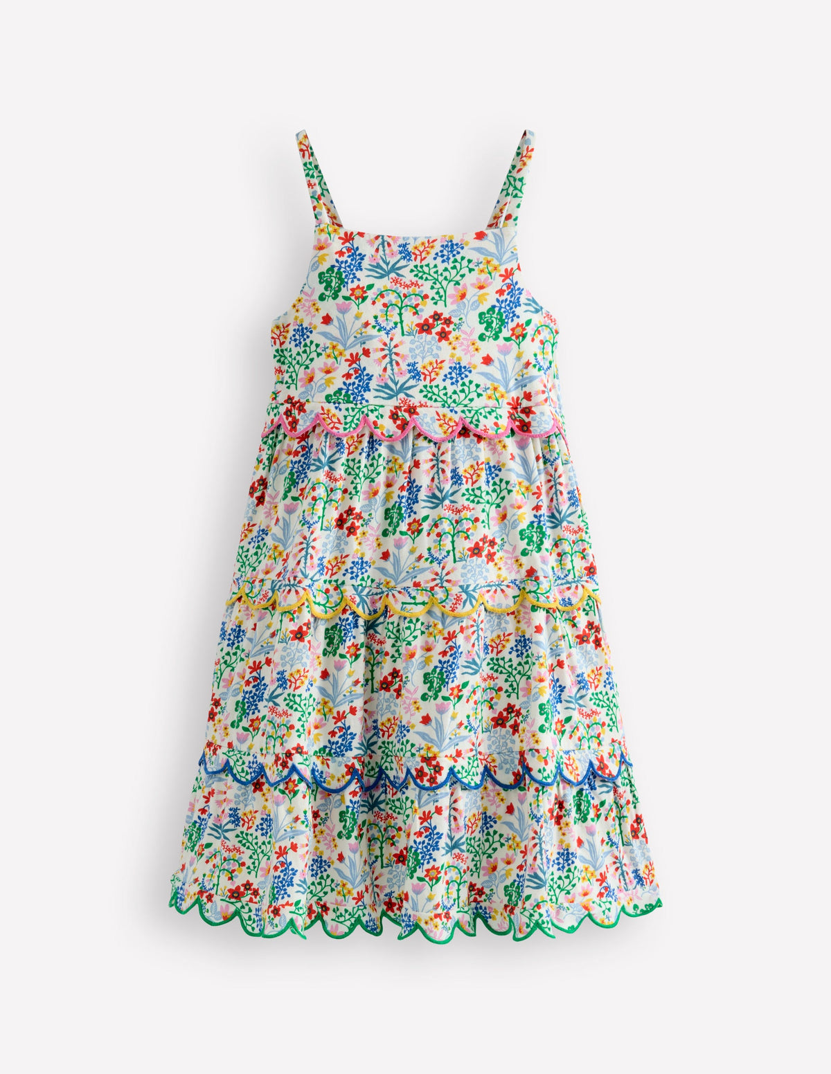 Gestuftes Sommerkleid mit Muschelsaum-Blumenmuster-1
