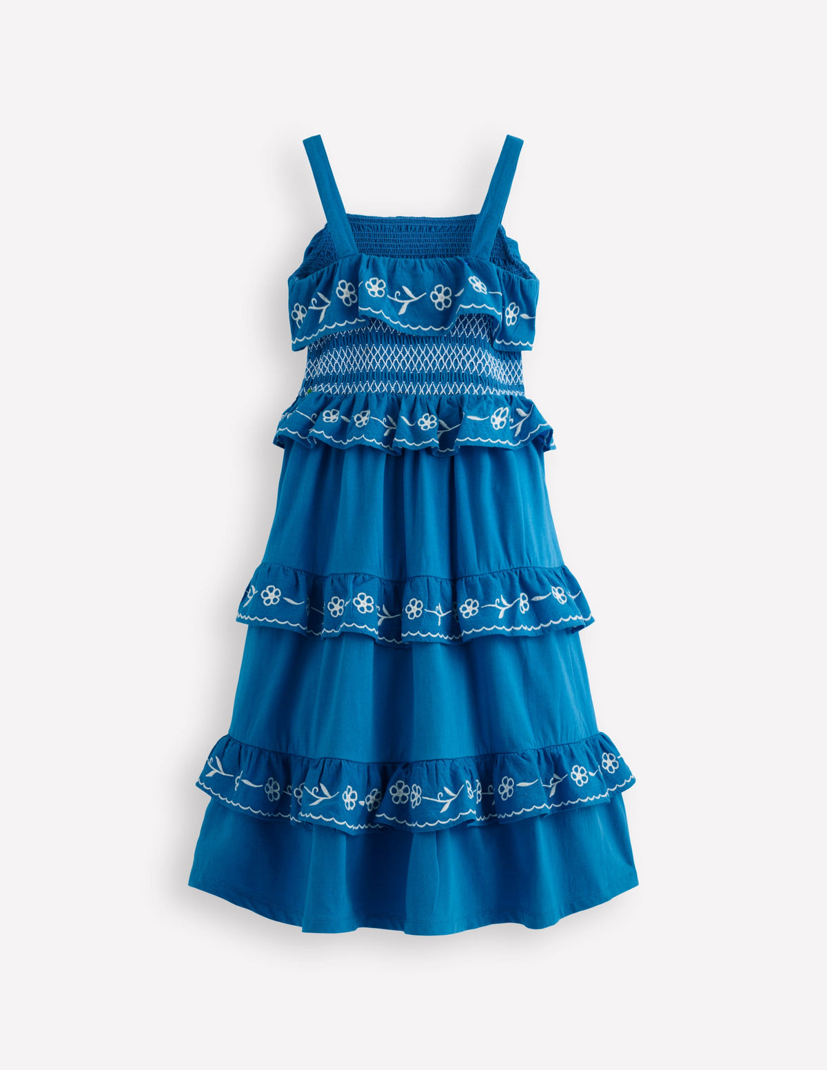 Robe midi brodée en jersey-Bleu Martin-pêcheur-5