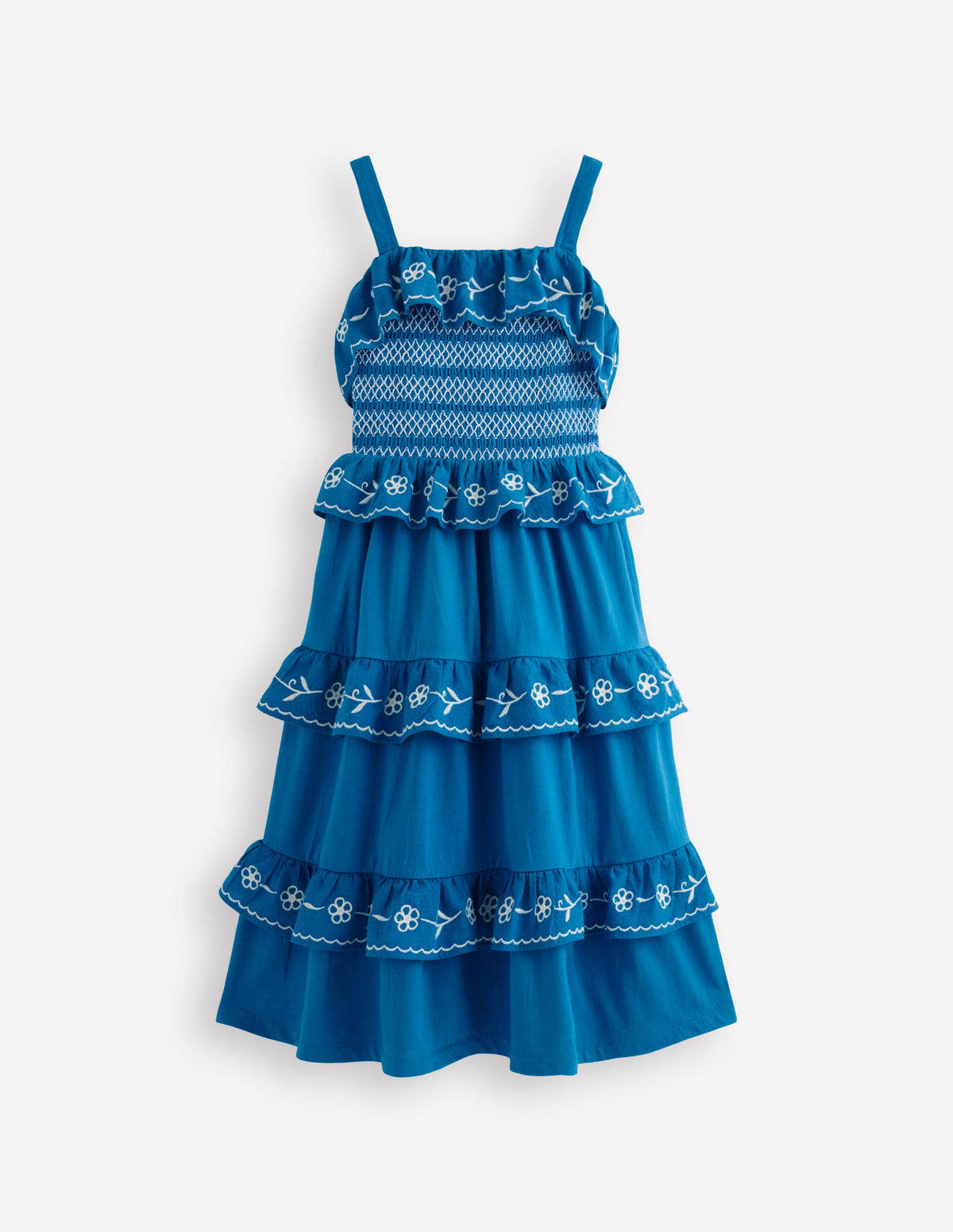 Robe midi brodée en jersey-Bleu Martin-pêcheur-4
