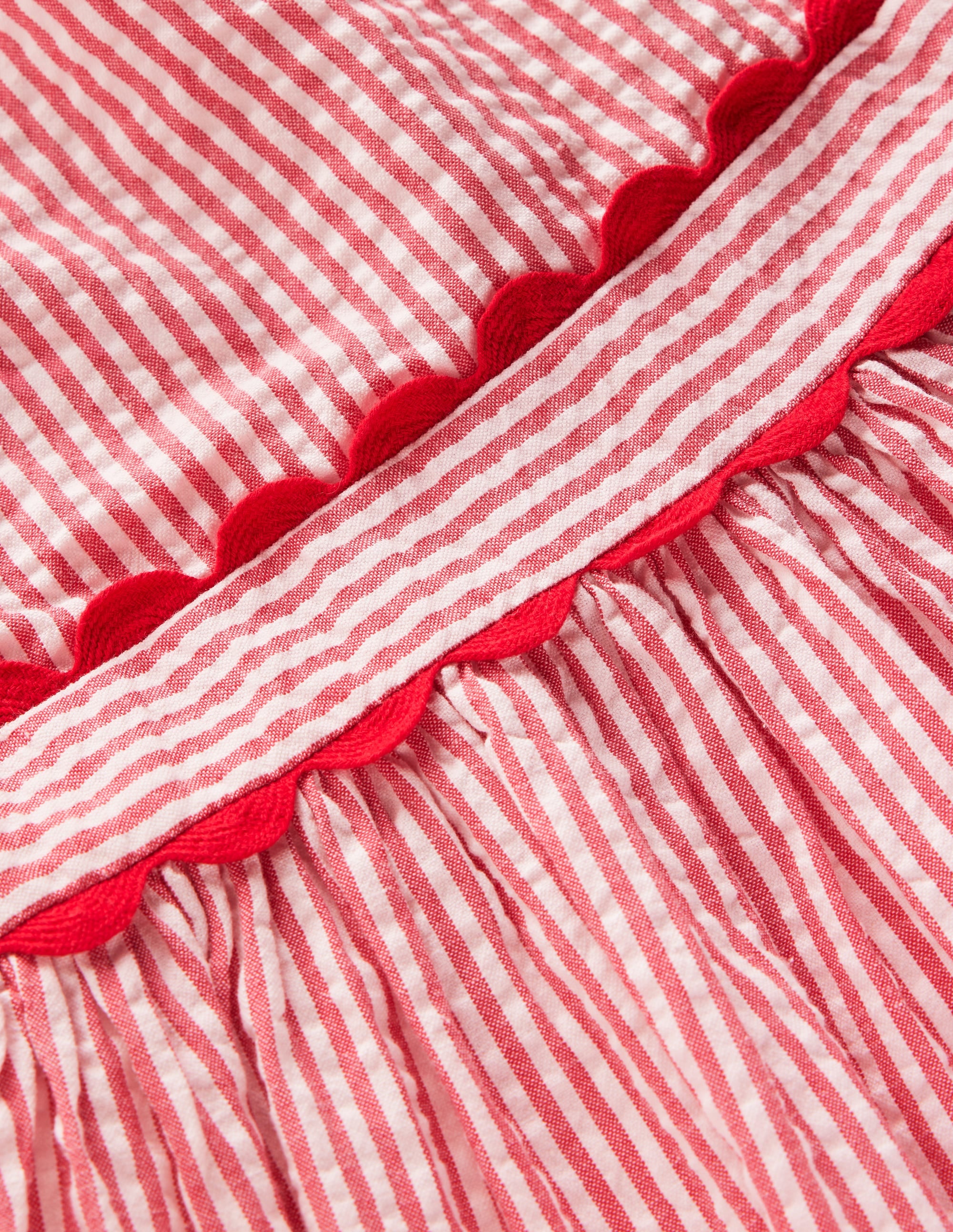 Flatterkleid mit Zackenlitze-Rot mit Streifen - Image 8