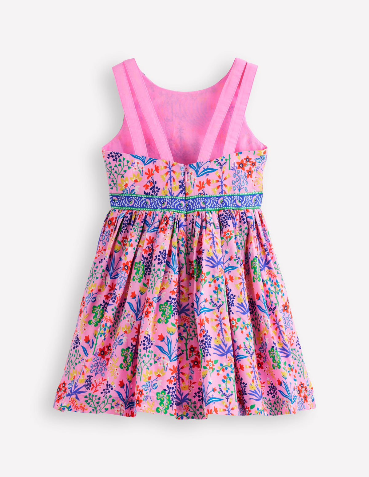 Robe évasée à bretelles multiples-Motif Garden Floral rose reine-des-près-2