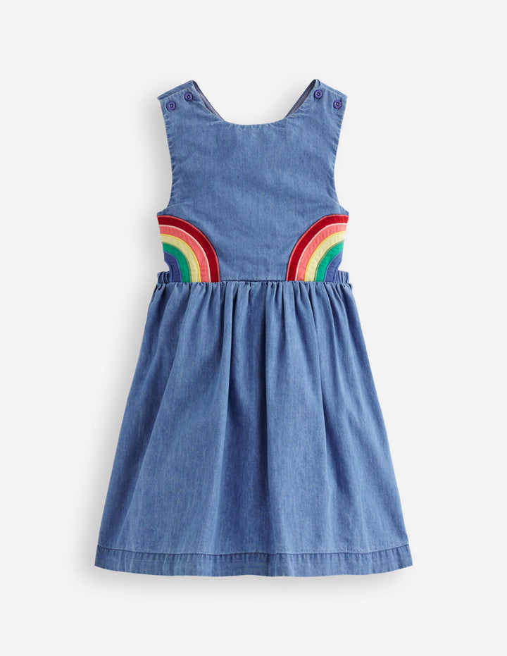 Kleid mit gekreuzten Trägern in Regenbogenfarben-Helle Waschung Regenbogen