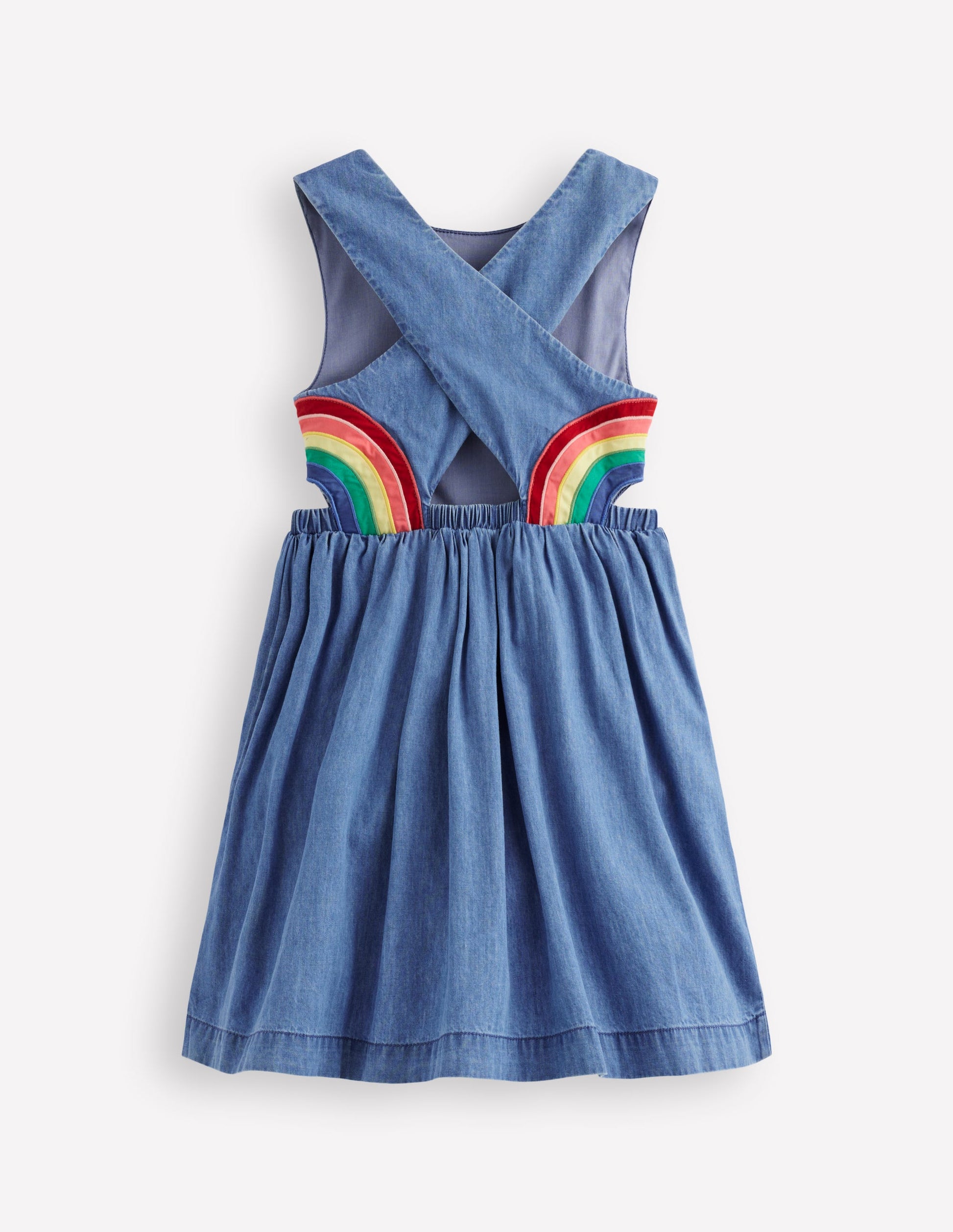 Kleid mit gekreuzten Trägern in Regenbogenfarben-Helle Waschung Regenbogen-2