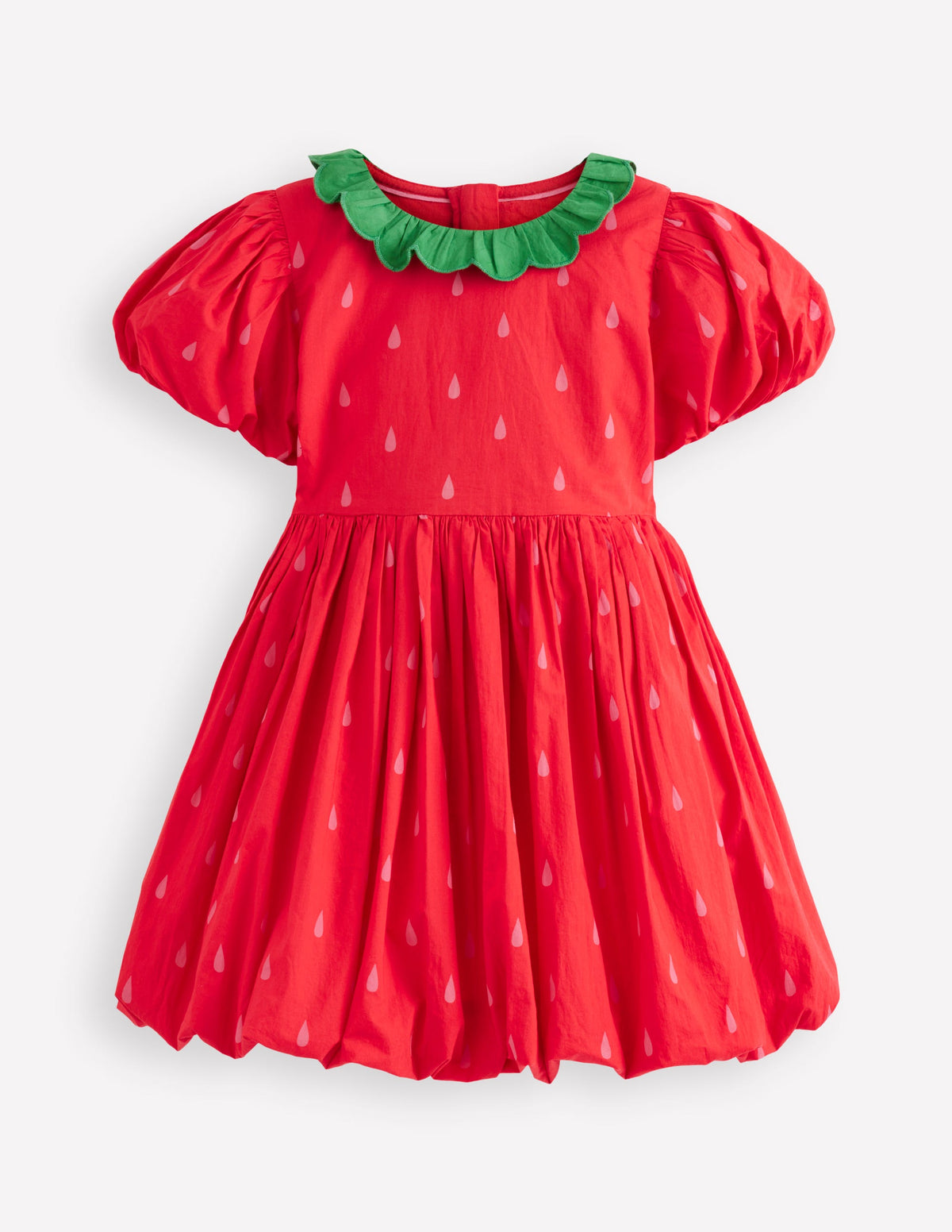 Kleid mit Ballonsaum-Mohnblumenrot Erdbeere-1