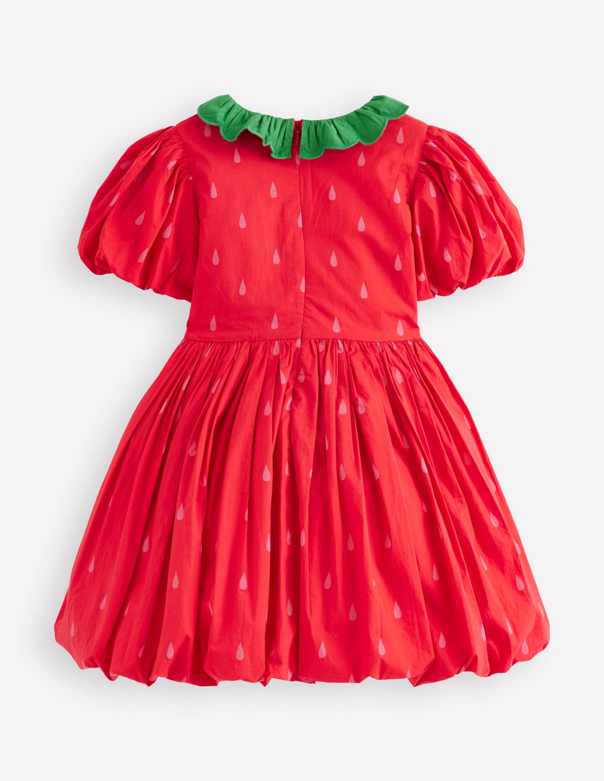 Kleid mit Ballonsaum-Mohnblumenrot Erdbeere-2