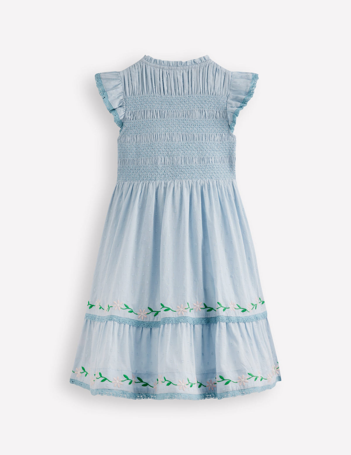 Midikleid mit gesmoktem Oberteil-Nebelblau - Image 2