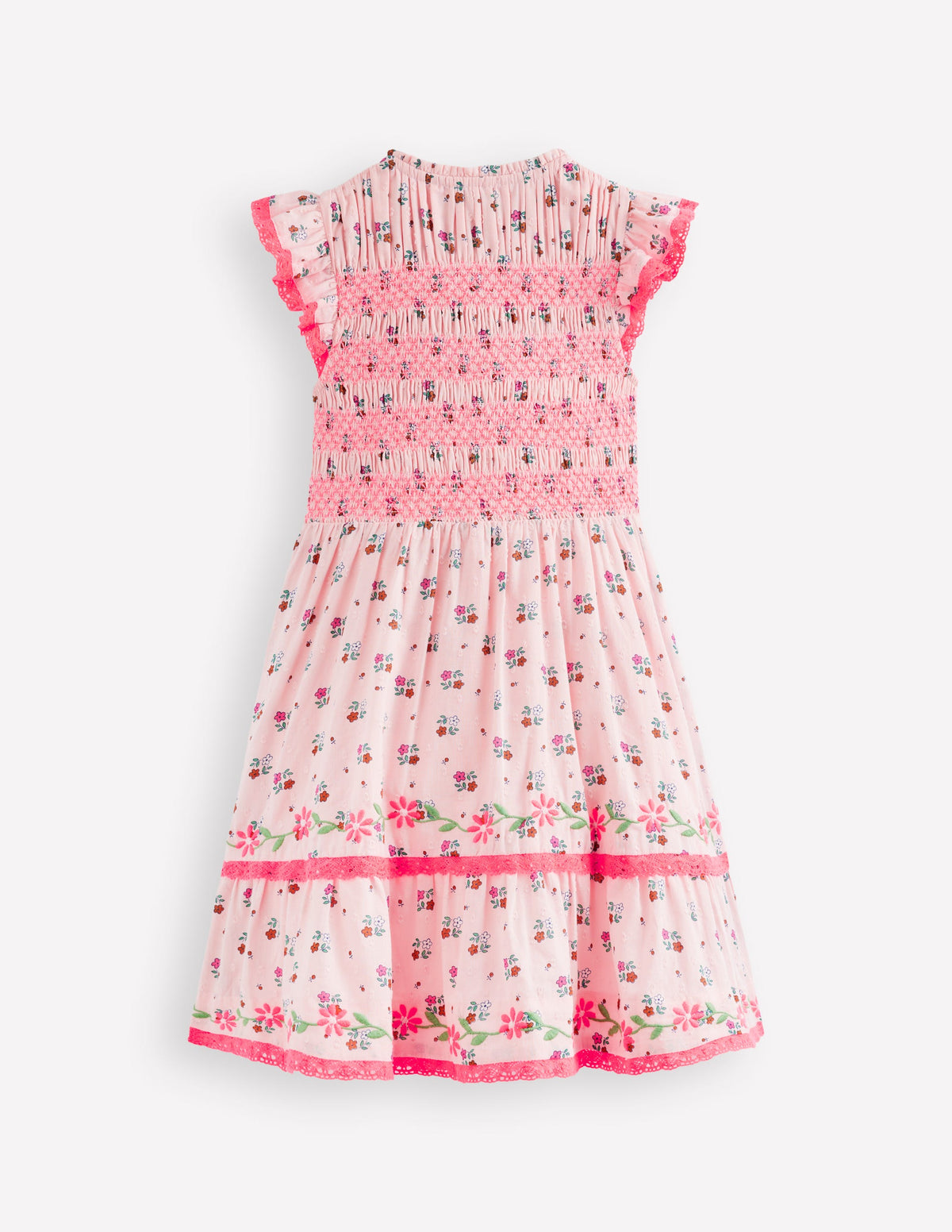 Midikleid mit gesmoktem Oberteil-Kreiderosa Gänseblümchenkette - Image 6