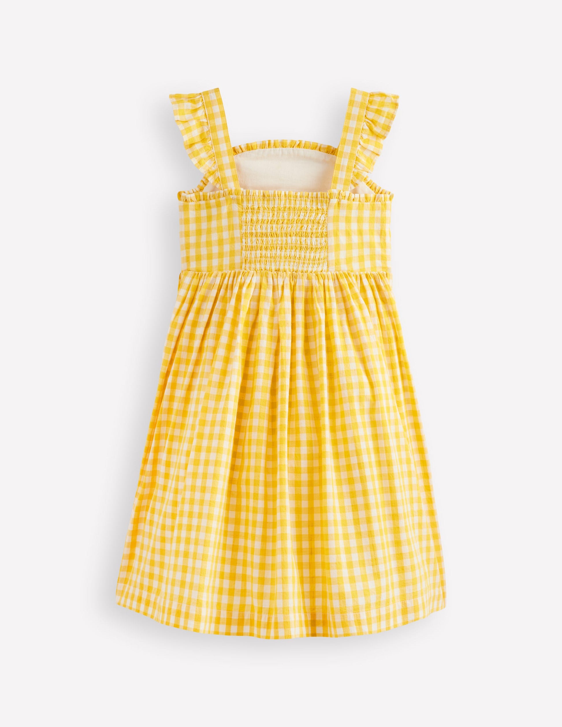 Originelles Trägerkleid-Zitronengelb, Vichykaros-2