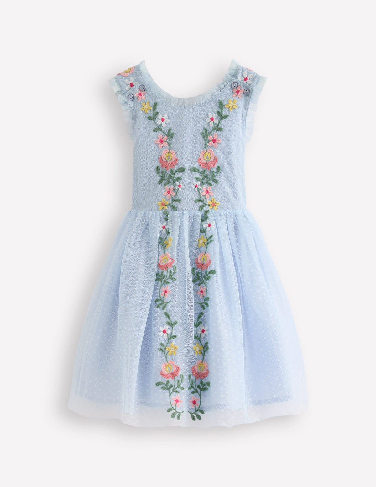 Tüllkleid mit gekreuzten Rückenträgern-Blau - Image 1
