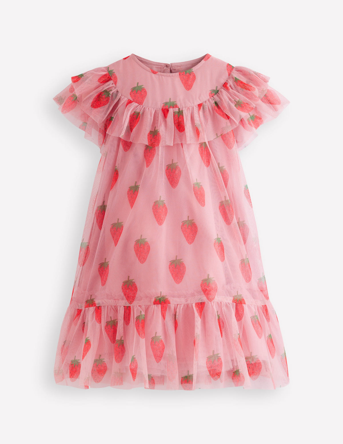 Tüllkleid mit Druck-Vintage-Rosa Erdbeere Stempel - Image 1