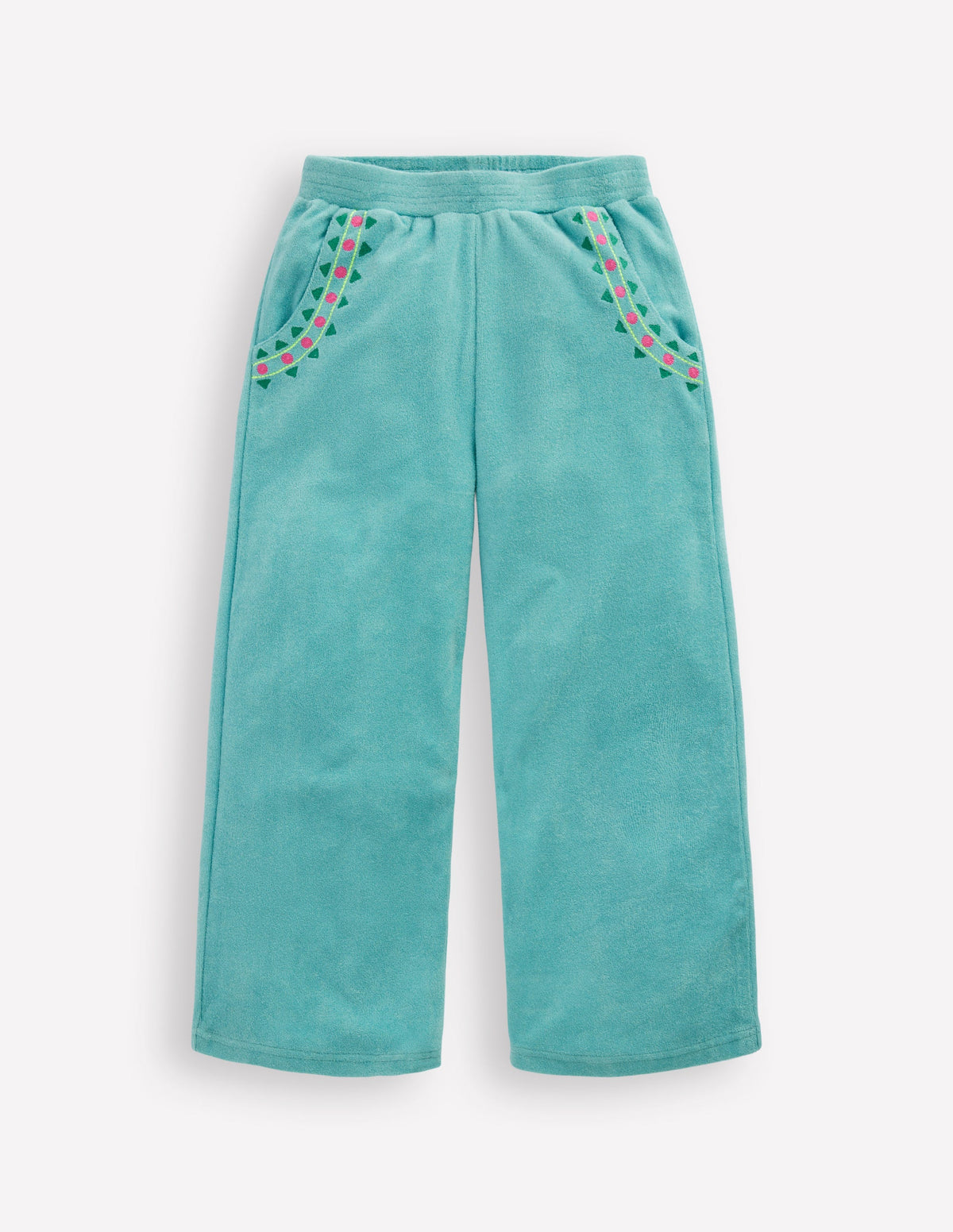 Frottee-Hose mit geradem Bein-Blaue Stickerei - Image 1