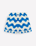 Frottee-Shorts mit Rüschen-Blau, Wellen