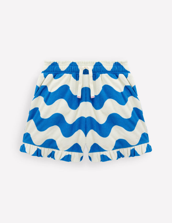 Short à volants en éponge-Bleu vague