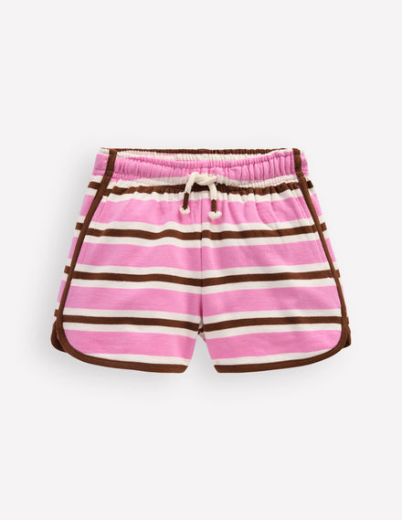 Short style boxe en jersey-Rose nénuphar/brun roux