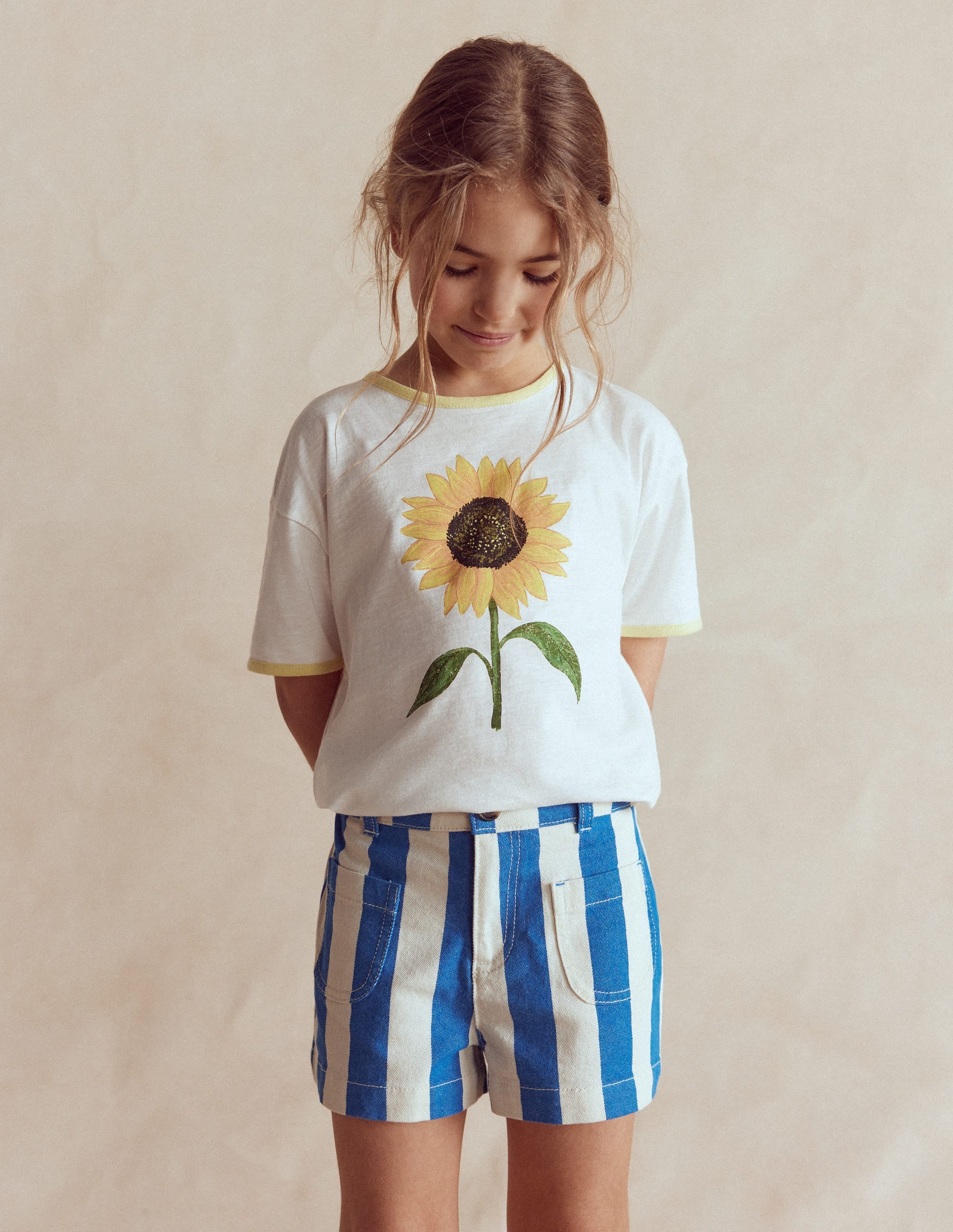 Shorts mit aufgesetzten Taschen-Eisvogelblau/Naturweiß - Image 1
