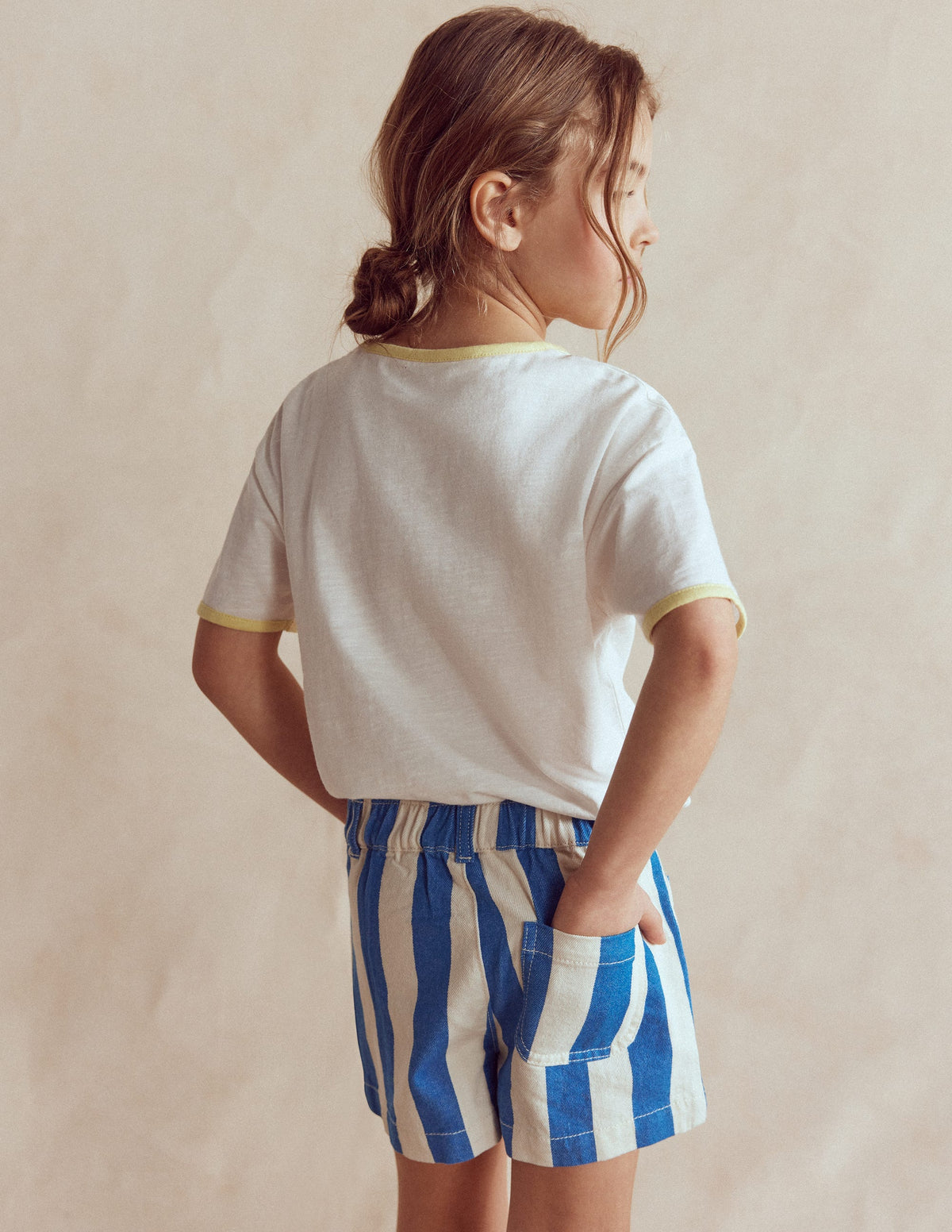 Shorts mit aufgesetzten Taschen-Eisvogelblau/Naturweiß - Image 2