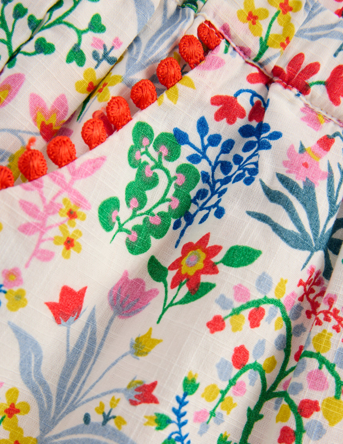 Gewebte Shorts mit Rüschen-Bunt Blumenmuster-3